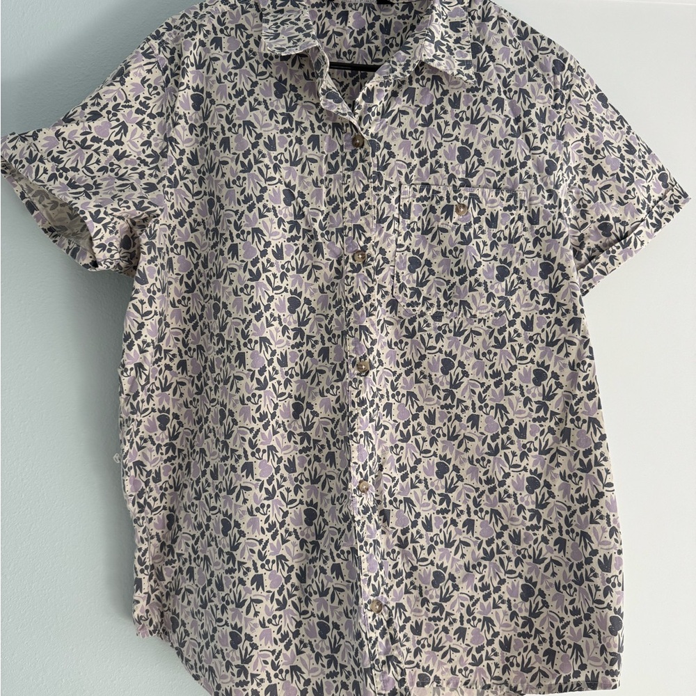 Outdoor Research Cream and Purple Casual Button Down Shirt
